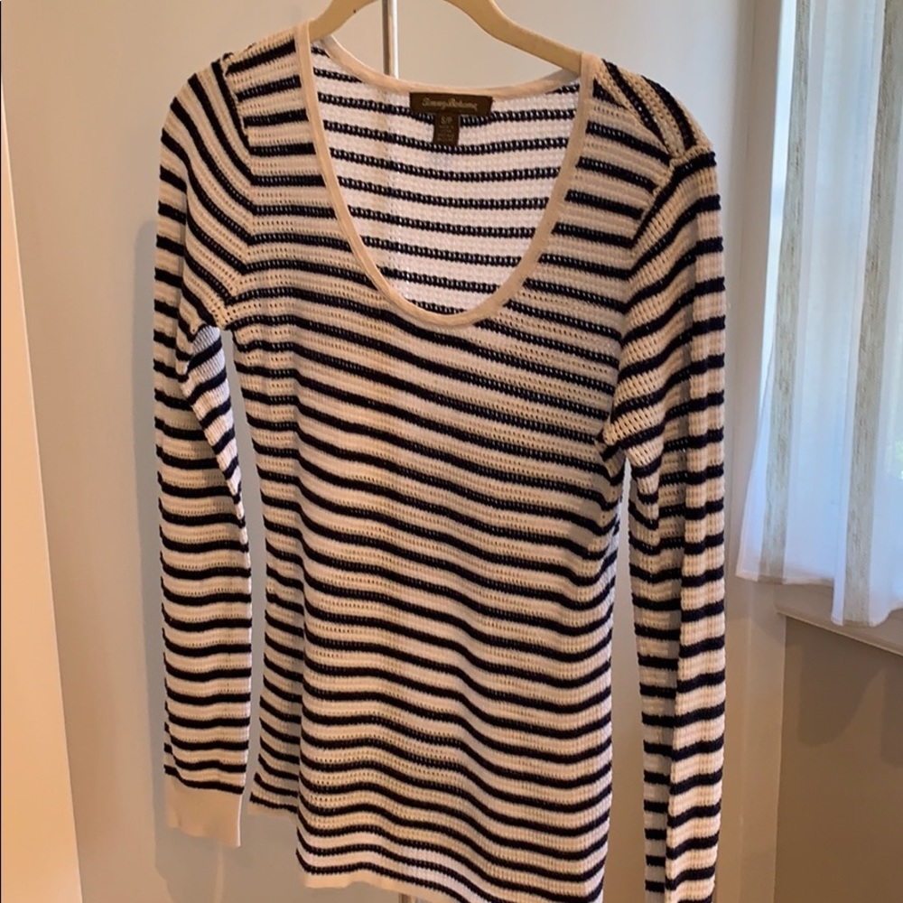 Tommy Bahama striped waffle knit cotton sweater